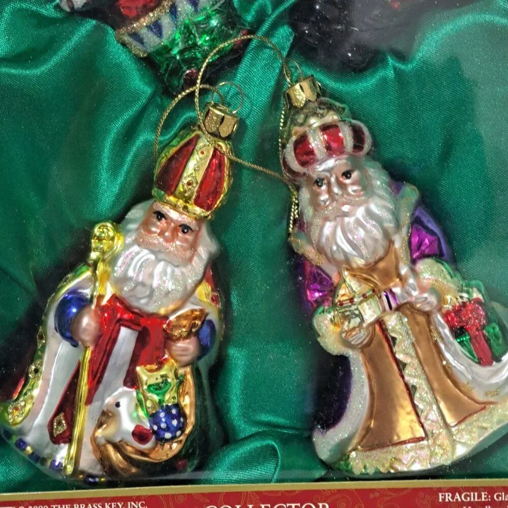 The Brass Key Christmas Treasures Santas Around the World Hand Blown Ornaments